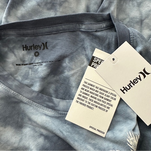 Hurley Blue Tie-Dye Graphic Cropped Short Sleeve Relaxed Cotton Tee Size M - Picture 5 of 8